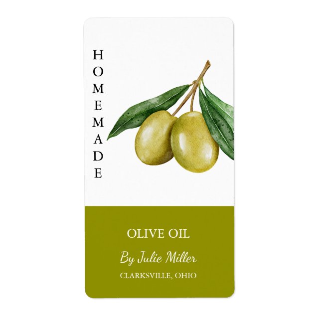 Etiqueta moderna de aceite de oliva casero (Frente)