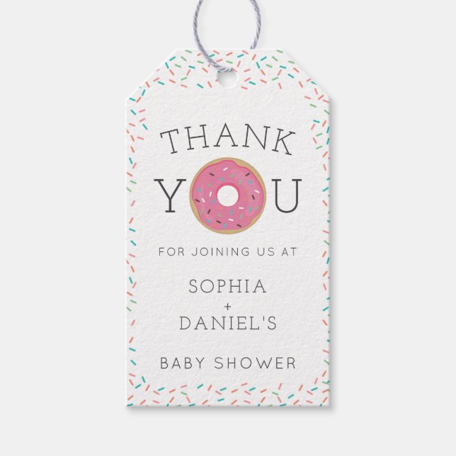 Etiqueta moderna de Baby Shower Donut (Anverso)