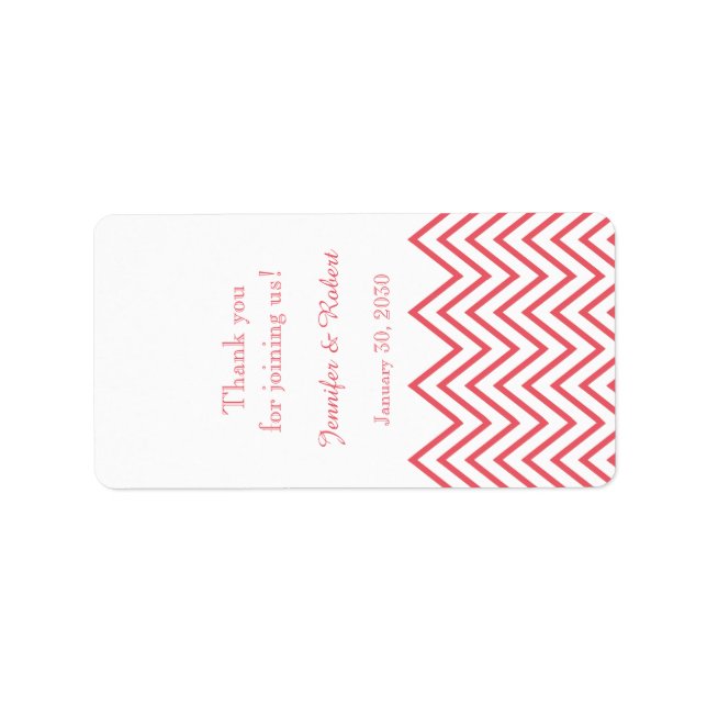 Etiqueta moderna de balde de labio de Boda Chevron (Frente)