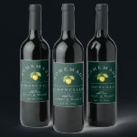 Etiqueta moderna de bebida verde de Limoncello<br><div class="desc">limón y hojas color agua de bonito,  etiqueta de bebida limoncello. Diseñado para coincidir con nuestra colección Citrus Orchard. El color de fondo,  mostrado en verde esmeralda,  se puede personalizar.</div>