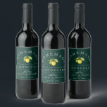 Etiqueta moderna de bebida verde de Limoncello<br><div class="desc">limón y hojas color agua de bonito,  etiqueta de bebida limoncello. Diseñado para coincidir con nuestra colección Citrus Orchard. El color de fondo,  mostrado en verde esmeralda,  se puede personalizar.</div>