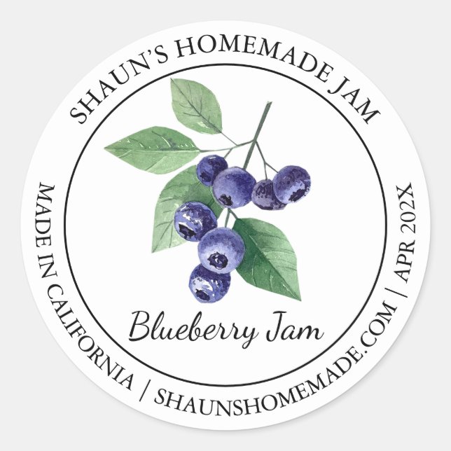 Etiqueta moderna de Blueberry Jam (Anverso)