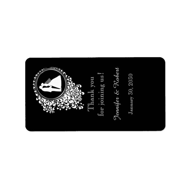 Etiqueta moderna de Boda de la pareja romántica Li (Frente)