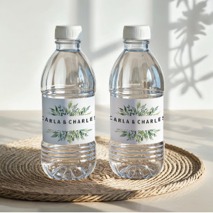 Etiqueta moderna de botella de agua de vegetación