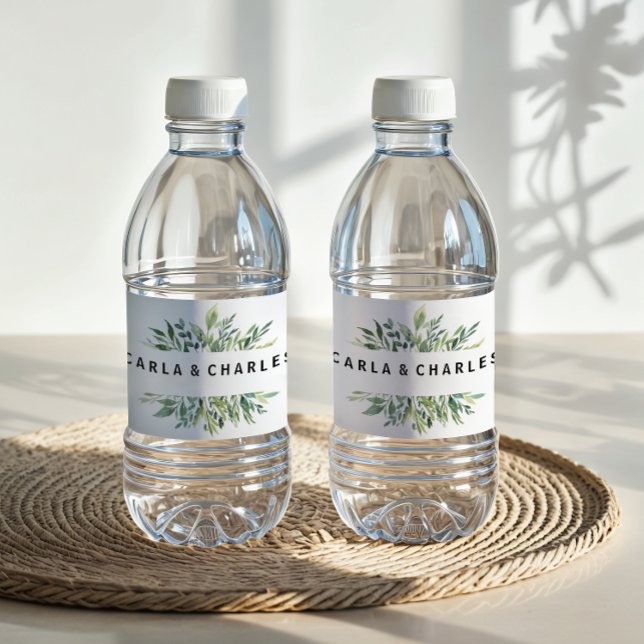 Etiqueta moderna de botella de agua de vegetación  (Subido por el creador)