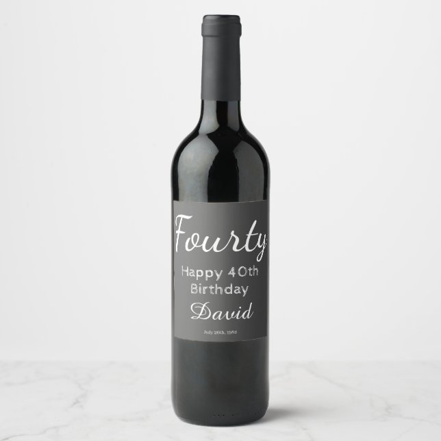 Etiqueta moderna de botella de vino de cumpleaños  (Anverso)
