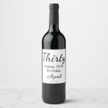 Etiqueta moderna de botella de vino de cumpleaños 