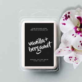 Etiqueta moderna de cera de soja negra derrite