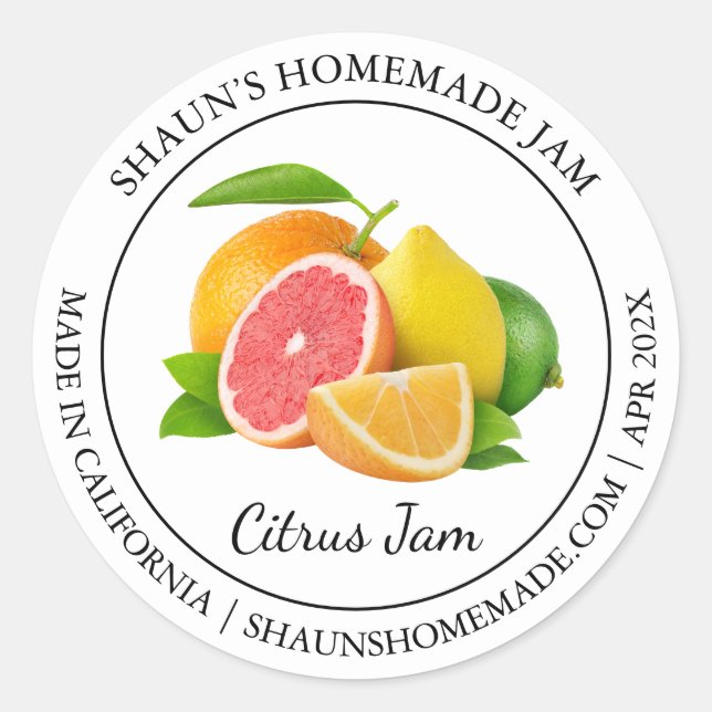 Etiqueta moderna de Citrus Jam (Anverso)