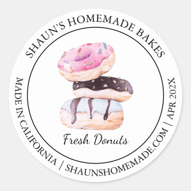 Etiqueta moderna de Donut Baking Fresh (Anverso)
