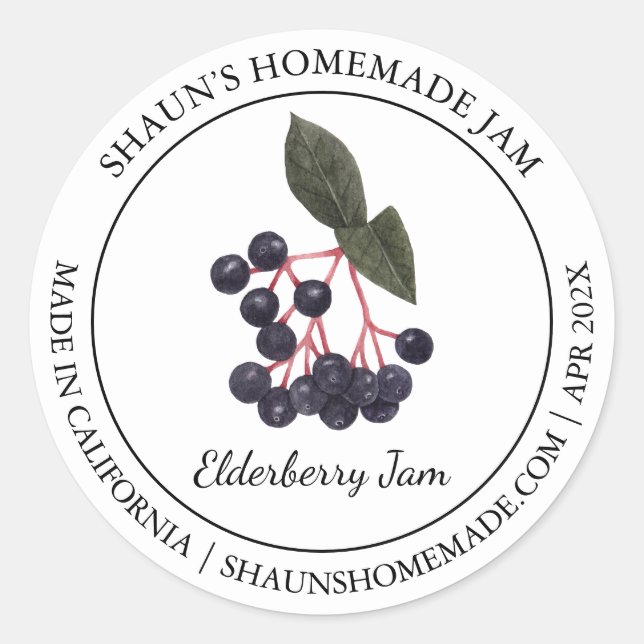 Etiqueta moderna de Elderberry Jam (Anverso)