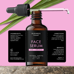 Etiqueta moderna de frascos de color negro y rosa 