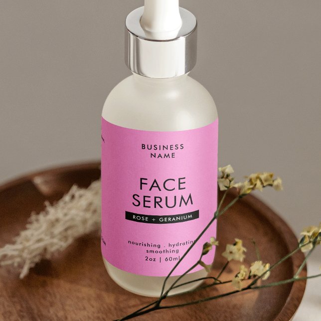 Etiqueta moderna de frascos rosa y negro 2 OZ gopp (Modern Pink & Black 2 OZ Dropper Bottle Label *verify size to ensure a god fit*)