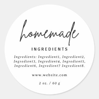 Etiqueta moderna de ingredientes blancos caseros