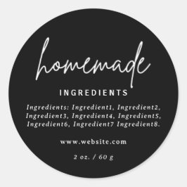 Etiqueta moderna de ingredientes negros caseros