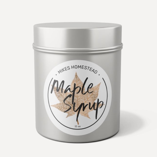 Etiqueta moderna de jarabe de arce de cobre Hoja d (Subido por el creador)