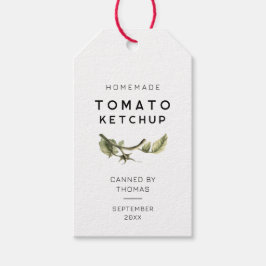 Etiqueta moderna de Ketchup de tomate con hoja de