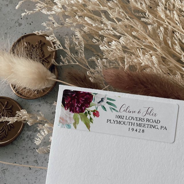 Etiqueta moderna de la dirección de retorno floral (Subido por el creador)