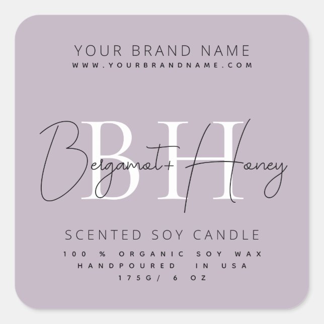 Etiqueta moderna de la vela con guión en monograma (Anverso)