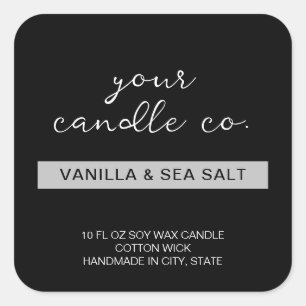 Etiqueta moderna de la vela negra mínima