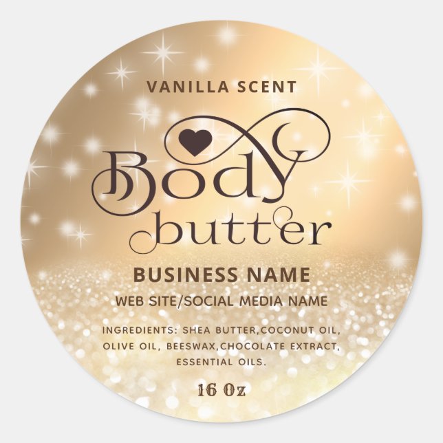 Etiqueta moderna de mantequilla de cuerpo con bril (Anverso)
