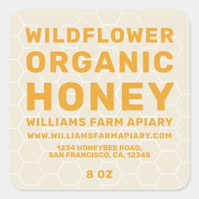 Etiqueta moderna de miel de abeja de abeja de miel (Anverso)