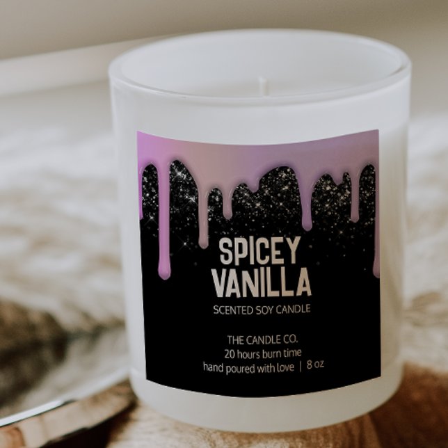 Etiqueta moderna de Moda de gotas púrpura rosadas  (Subido por el creador)