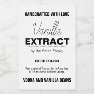 Etiqueta moderna de pegatina de extracto de vainil