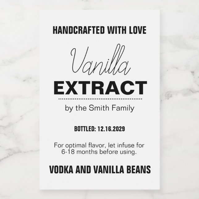 Etiqueta moderna de pegatina de extracto de vainil (Etiqueta única)
