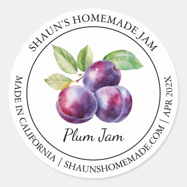 Etiqueta moderna de Plum Jam (Anverso)