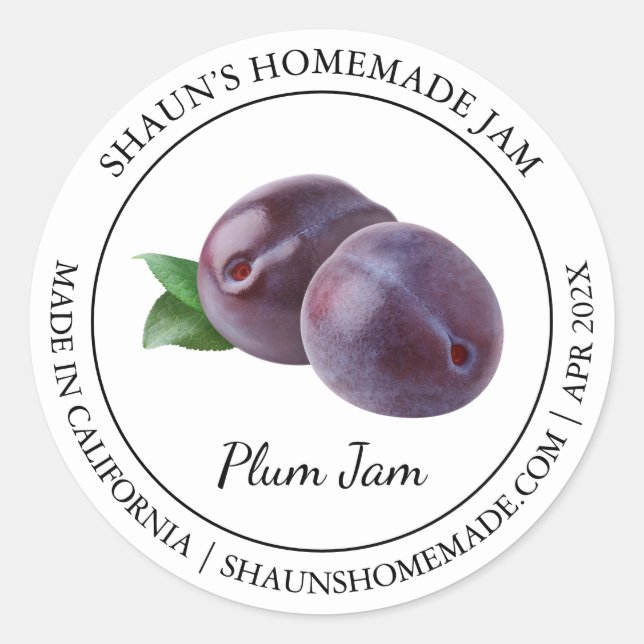 Etiqueta moderna de Plum Jam (Anverso)