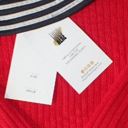 Etiqueta moderna de precio de ropa blanca con logo