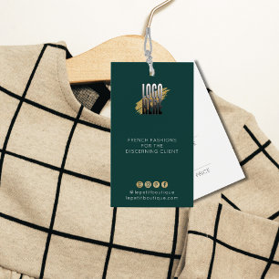 Etiqueta moderna de precio de ropa verde esmeralda