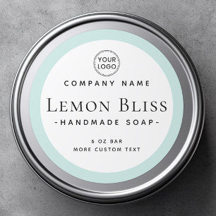 Etiqueta moderna de producto de borde azul acuátic