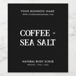 Etiqueta moderna de producto negro para exfoliació