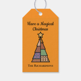 Etiqueta moderna de regalo de árbol de Navidad de 