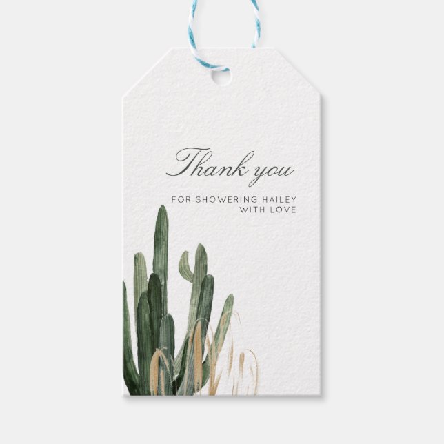 Etiqueta moderna de regalo de bebé de Cactus - 2 x (Anverso)