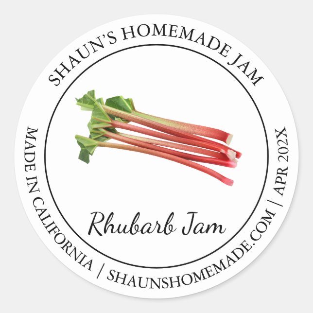Etiqueta moderna de Rhubarb Jam (Anverso)