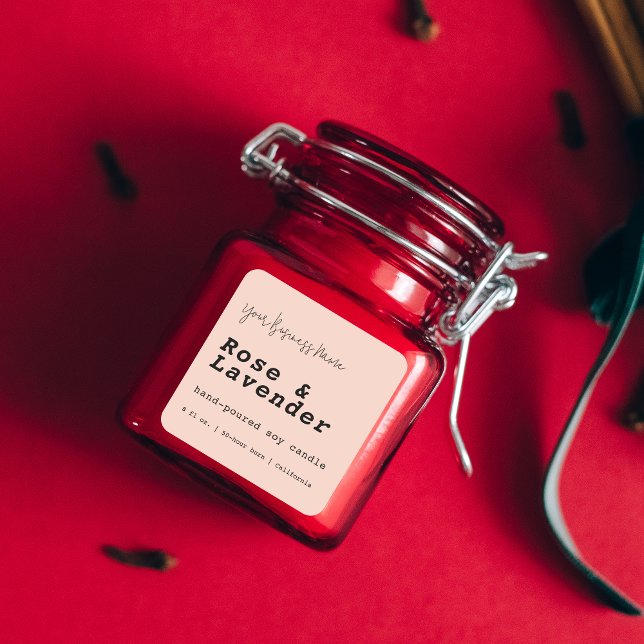 Etiqueta moderna de Rubor con caligrafía rosa (Modern Professional Calligraphy Candle Label)