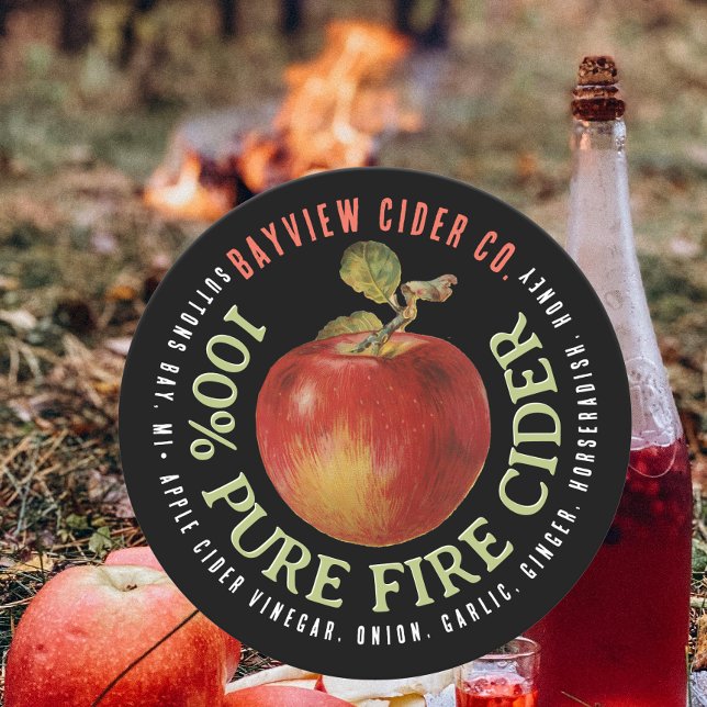 Etiqueta moderna de sidra de Apple CIDER FIRE (Subido por el creador)