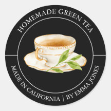 Etiqueta moderna de té verde