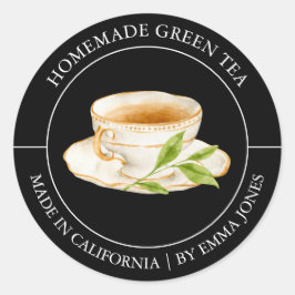 Etiqueta moderna de té verde