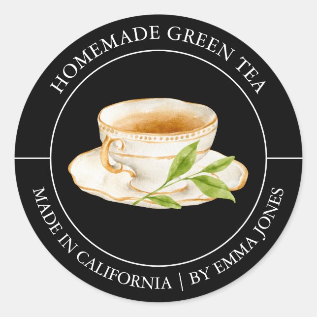 Etiqueta moderna de té verde (Anverso)