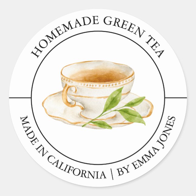 Etiqueta moderna de té verde (Anverso)