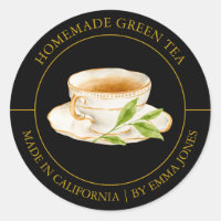 Etiqueta moderna de té verde