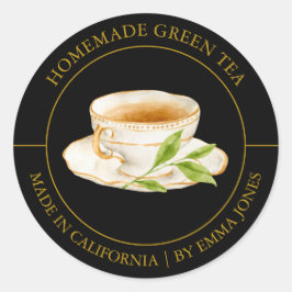 Etiqueta moderna de té verde