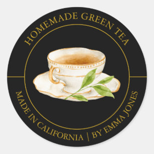 Etiqueta moderna de té verde