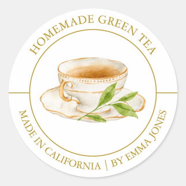 Etiqueta moderna de té verde (Anverso)