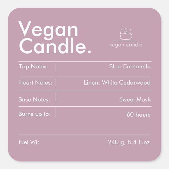 Etiqueta moderna de velas (Anverso)