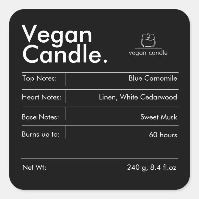 Etiqueta moderna de velas (Anverso)
